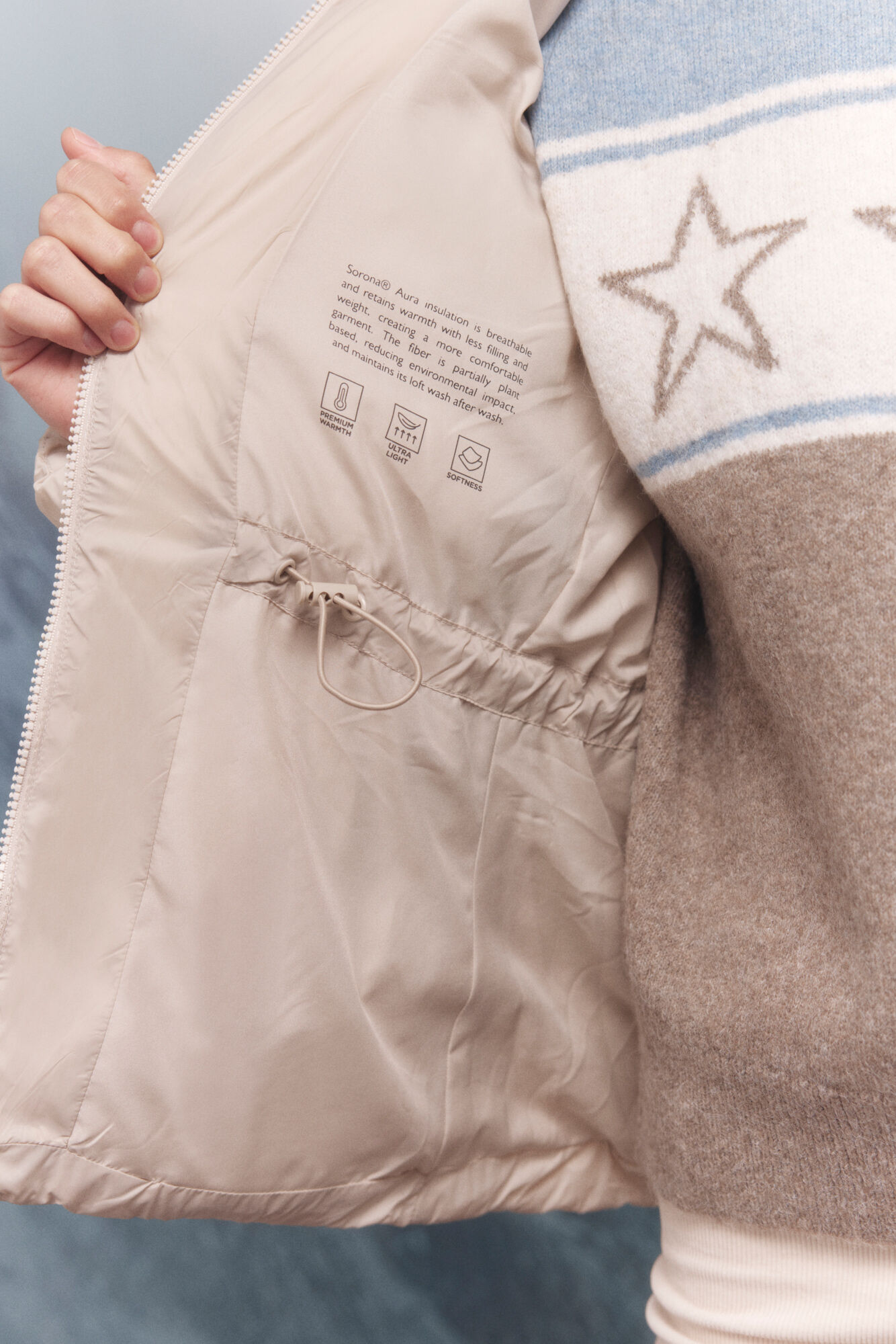 Springfield Plum&iacute;fero con capucha Sorona Aura beige