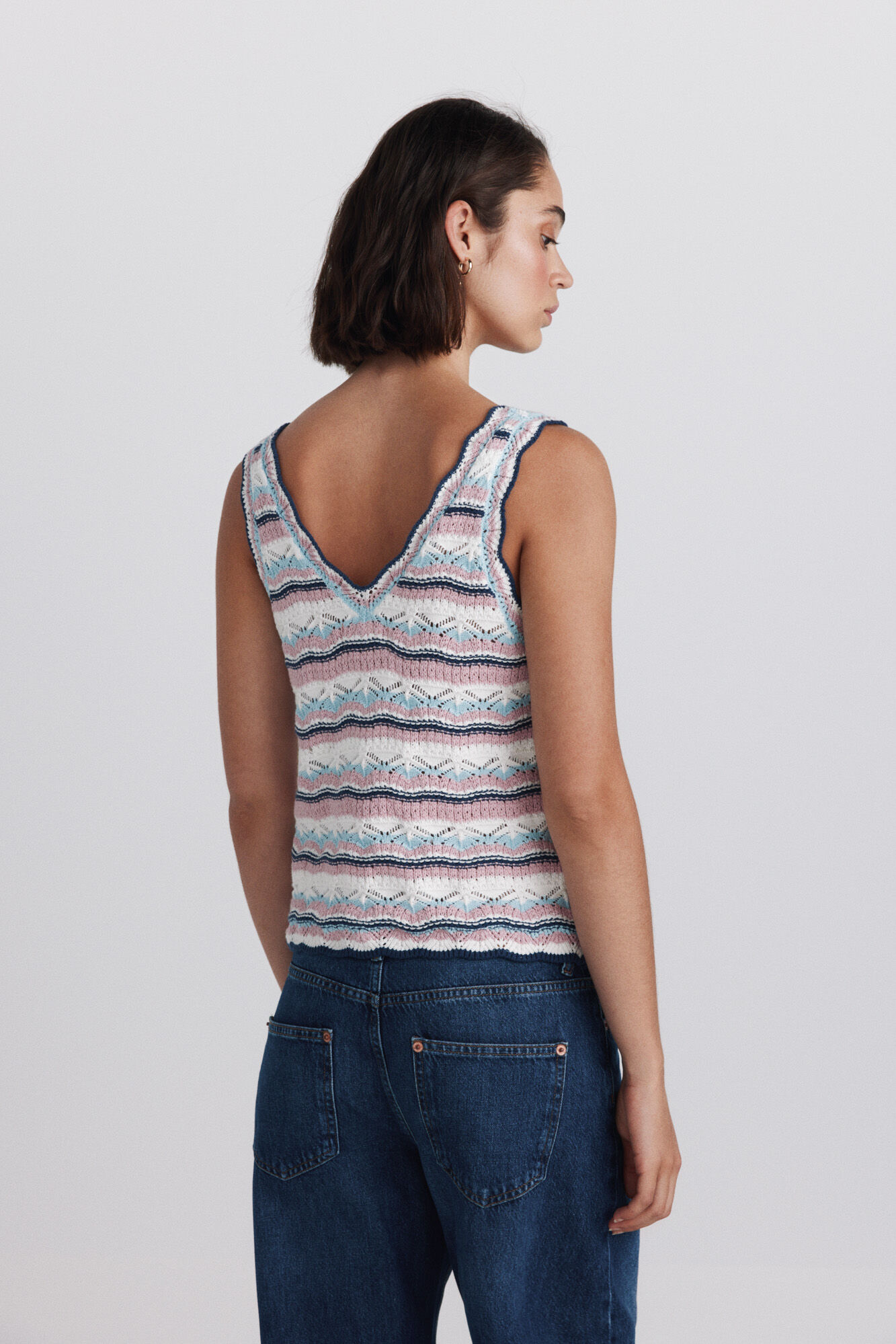 Springfield Top multicolor de tejido blanco