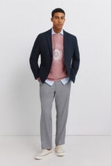 Springfield Blazer de lino y algod&oacute;n azulado