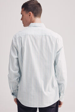 Springfield Camisa rayas algodón slub azul