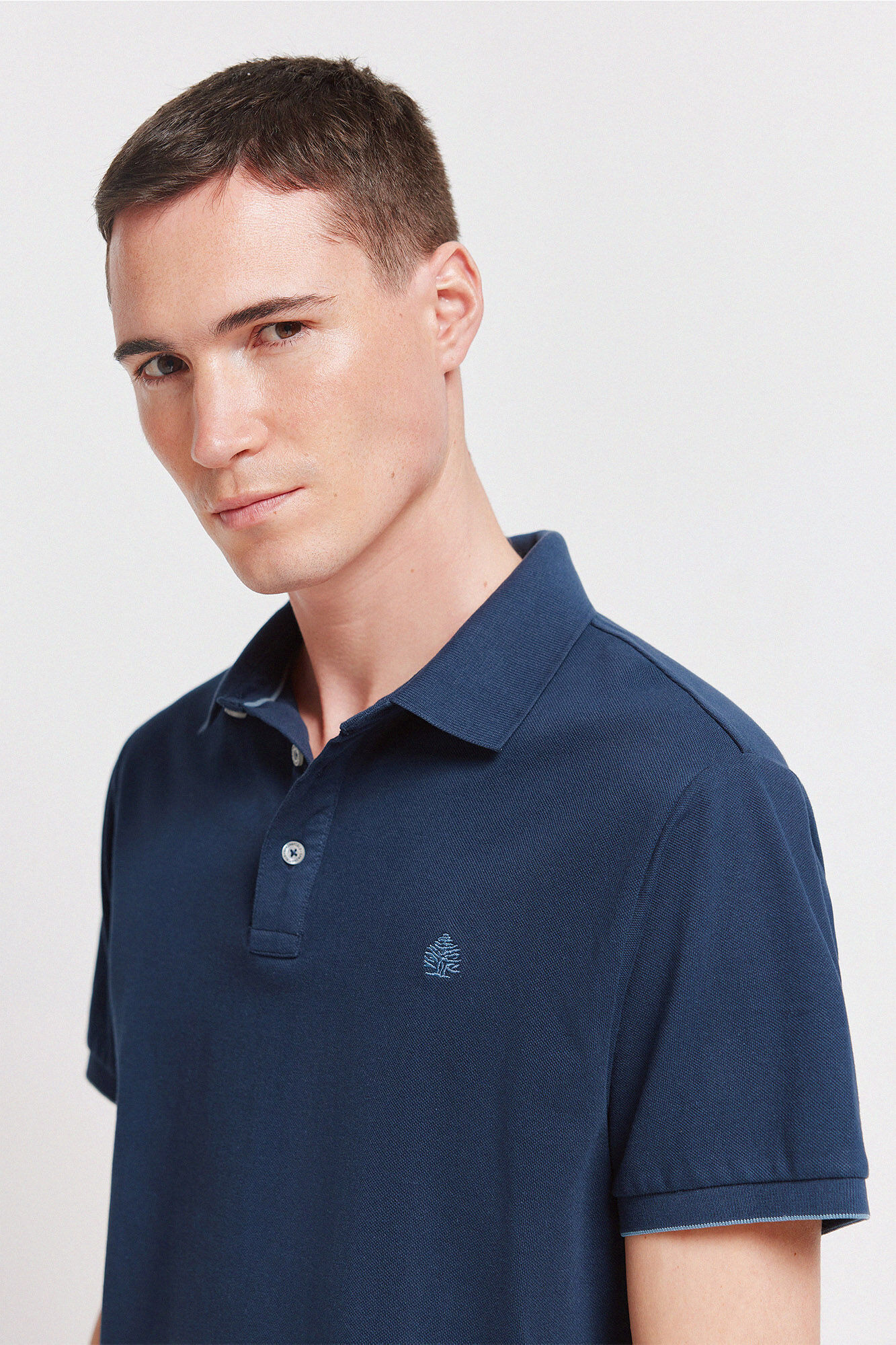 Springfield Polo piqu&eacute; de pu&ntilde;o de contraste slim fit azulado