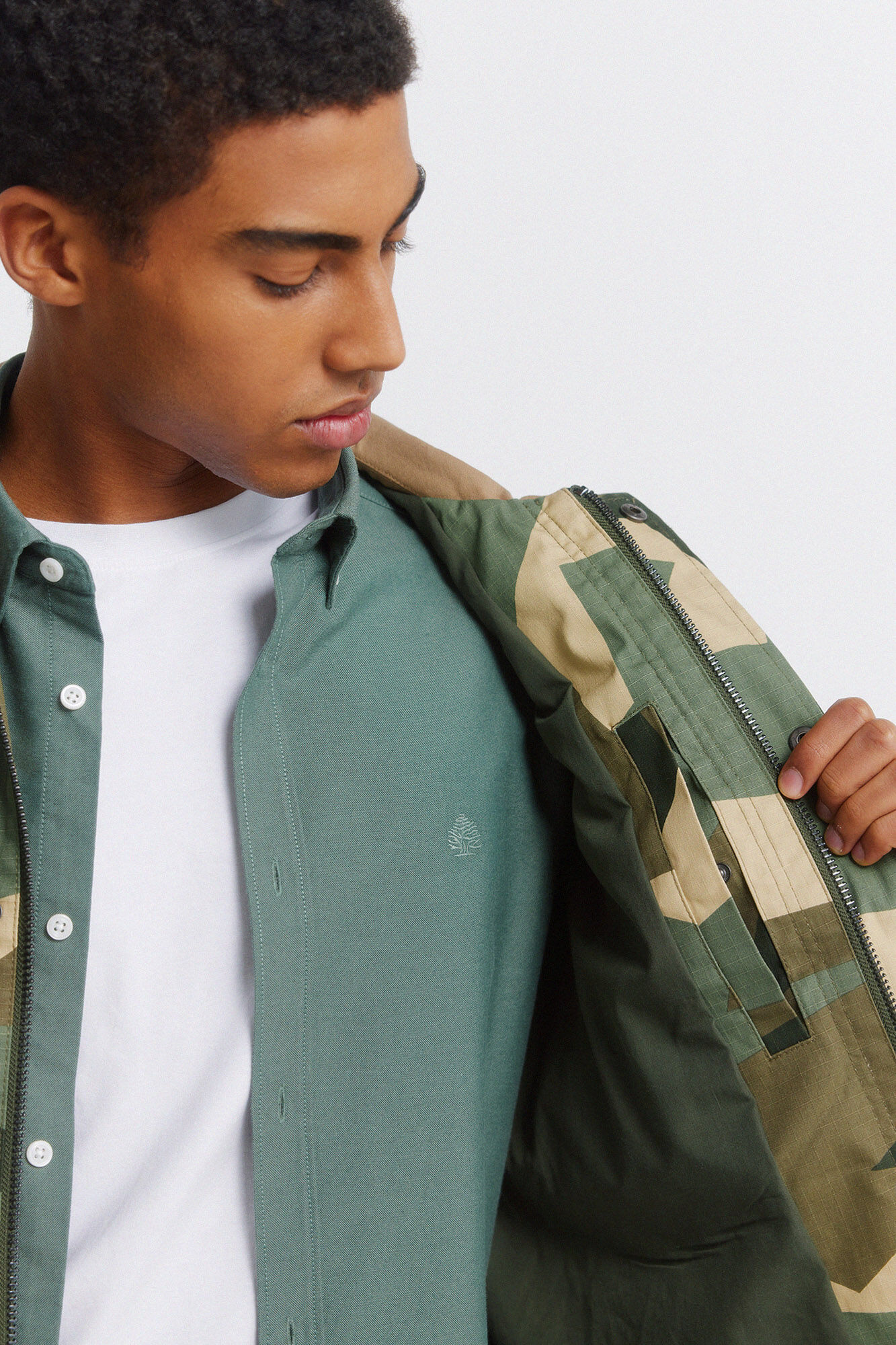 Springfield Parka camuflaje cuello contraste khaki