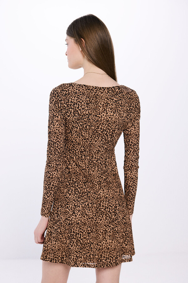 Springfield Vestido corto leopardo nude
