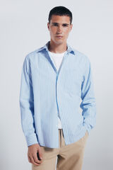 Springfield Camisa de popelín a rayas azul