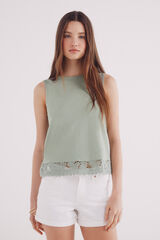 Springfield Camiseta bajo lace flores verde