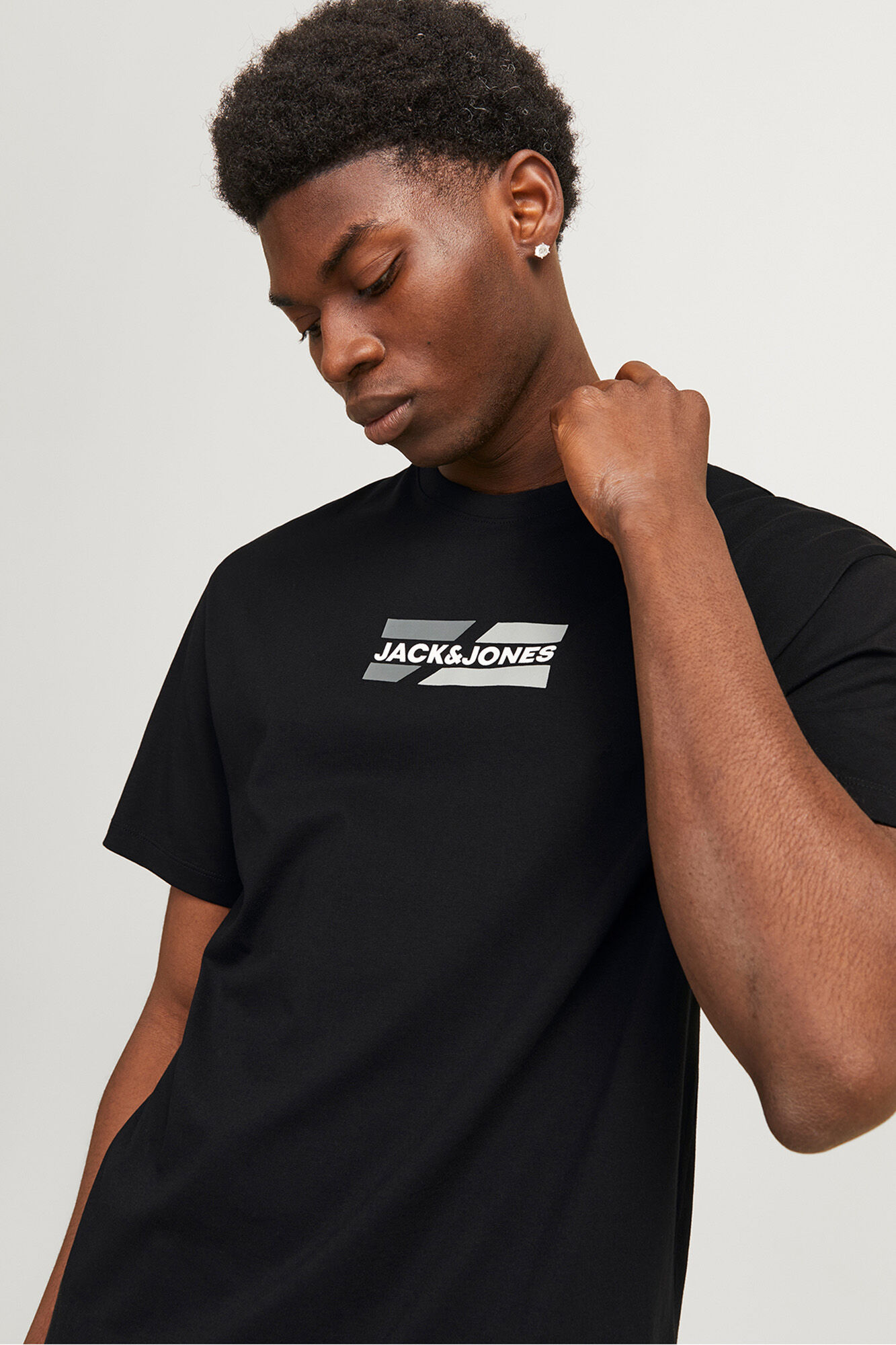 Jack & Jones Playera regular fit logo negro