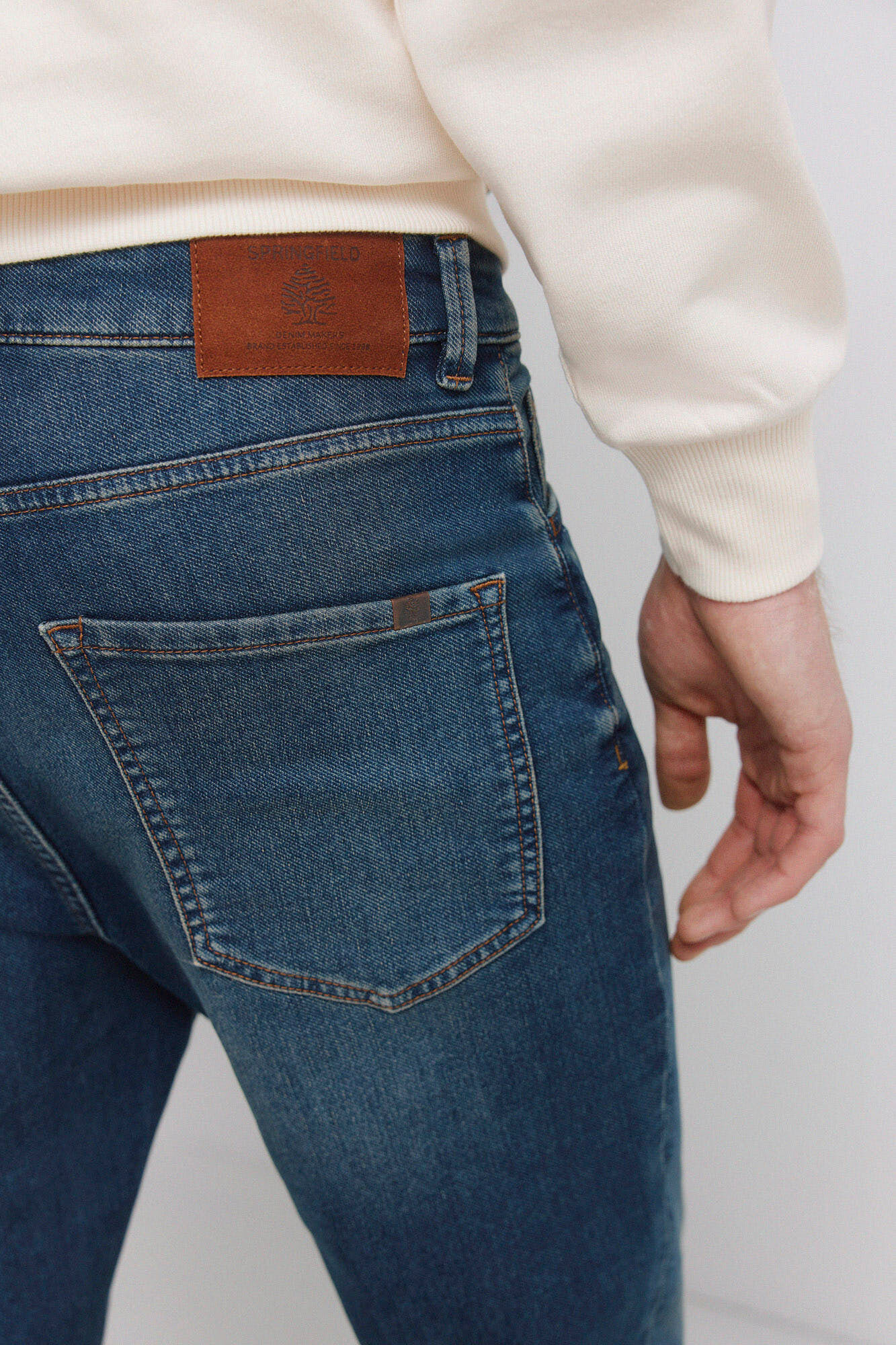 Springfield Jeans slim fit de knit denim sobretintado azul