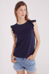 Springfield Camiseta bordados volantes marino