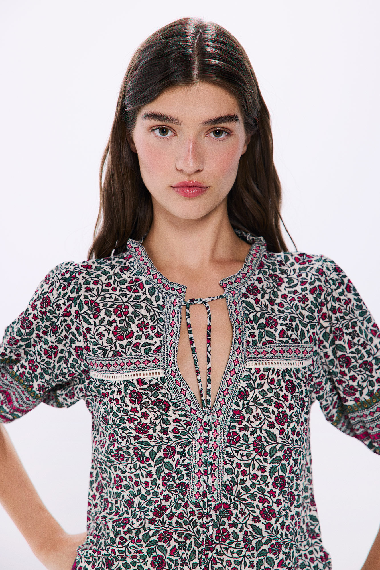 Springfield Blusa estampado mix beige