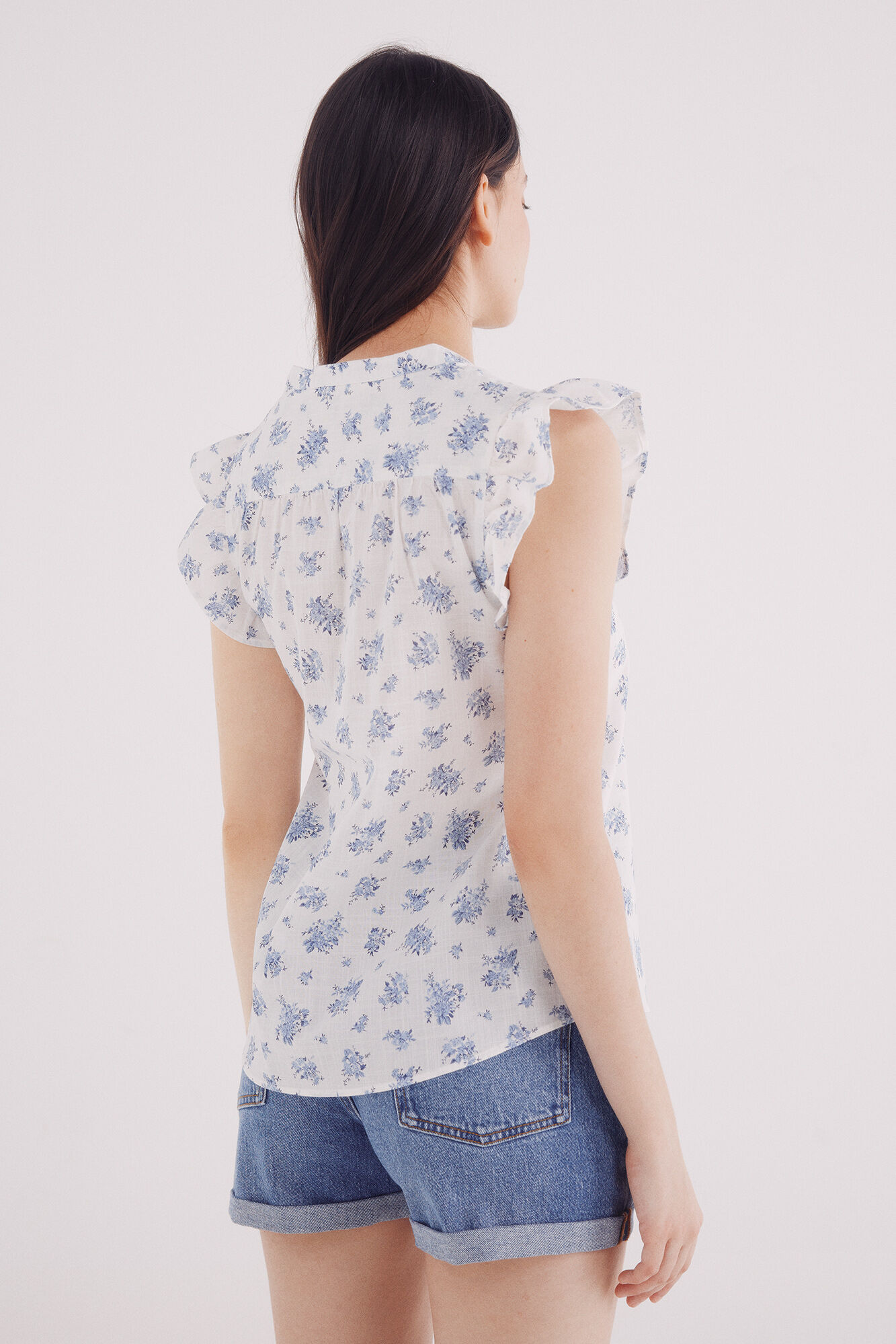 Springfield Blusa lace insertado azul mezcla