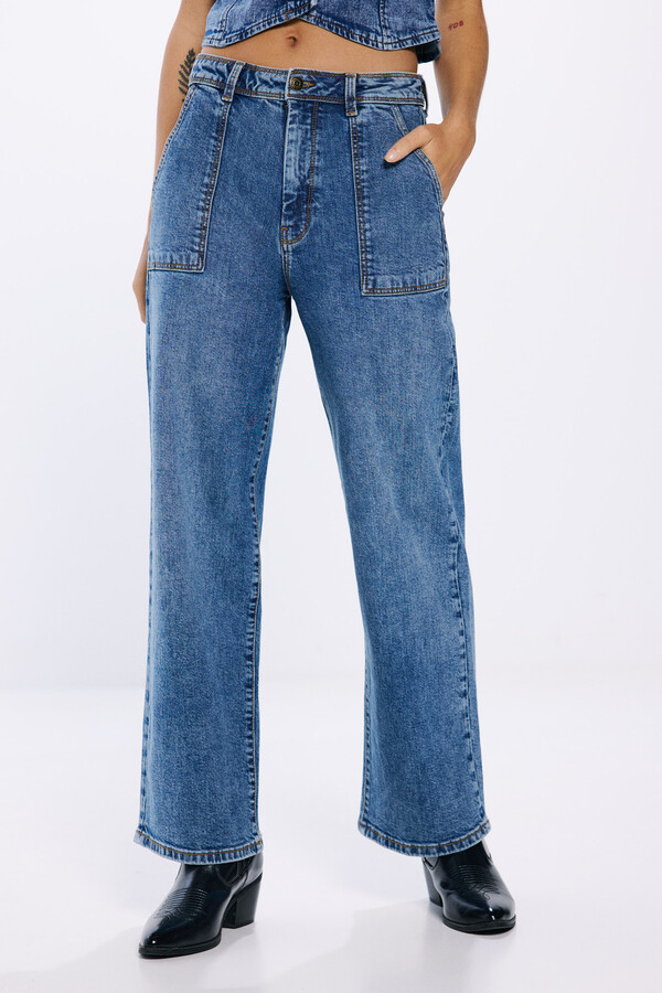 Springfield Jeans bolsillos culotte  azul