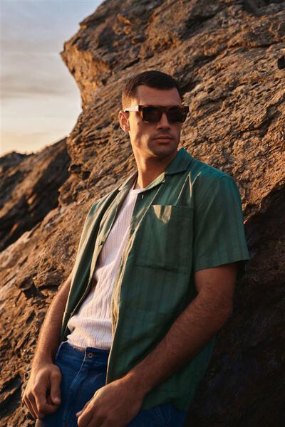 Springfield Camisa manga corta tipo guayabera ligera jacquard