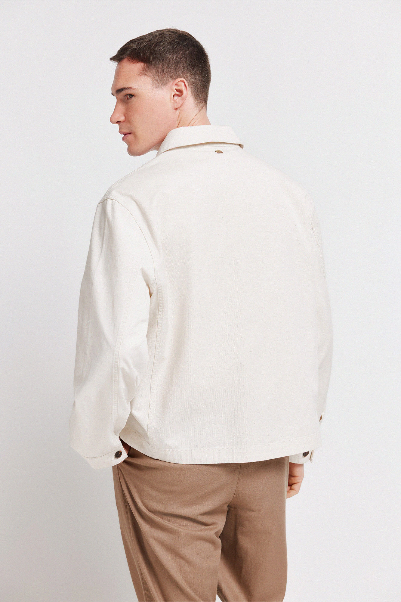 Springfield Sobrecamisa overshirt de lino y algod&oacute;n blanco