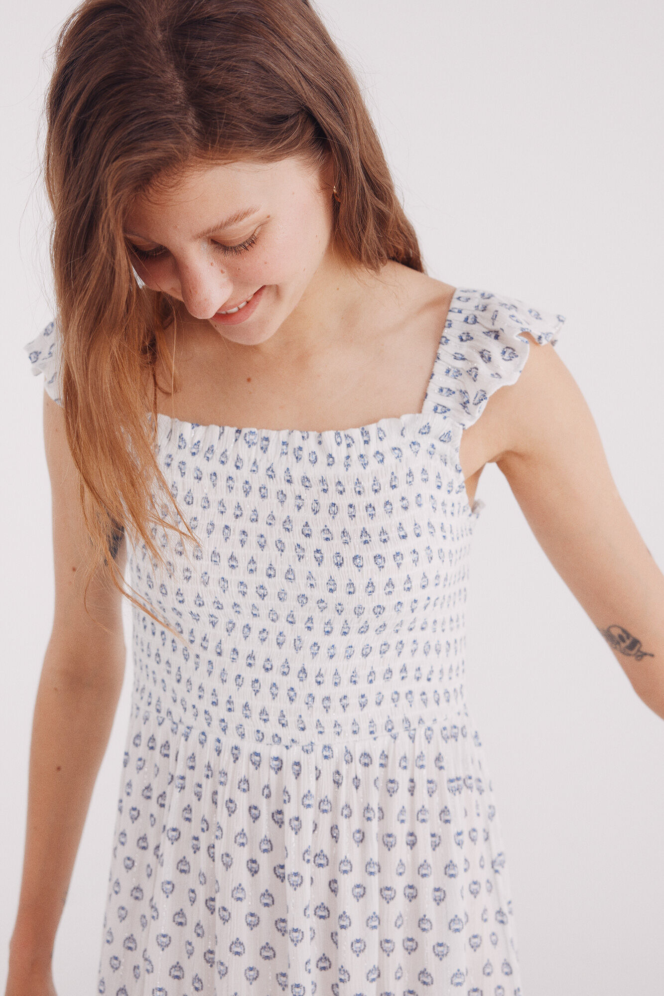 Springfield Vestido midi smock estampado l&uacute;rex