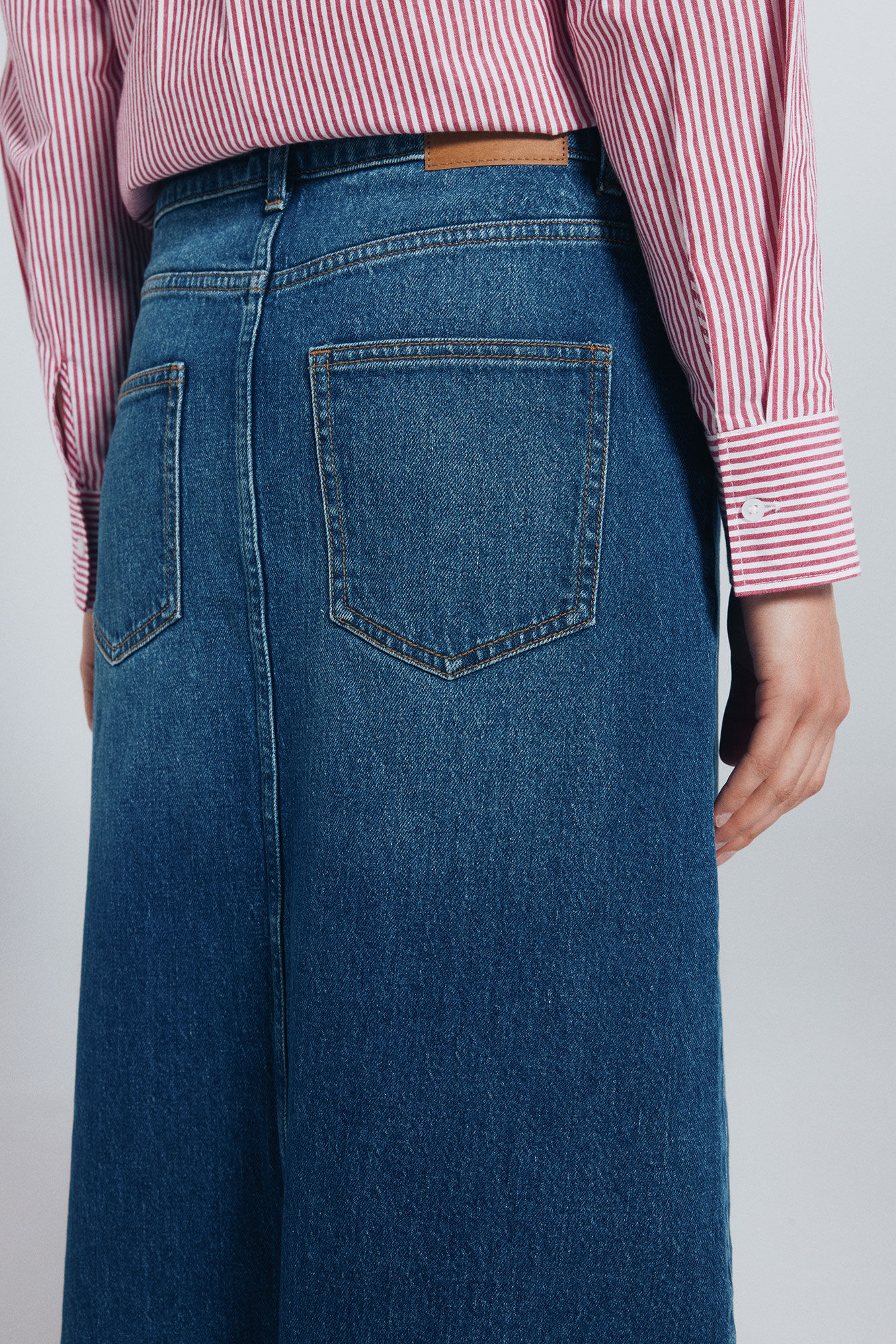 Springfield Falda midi denim azul