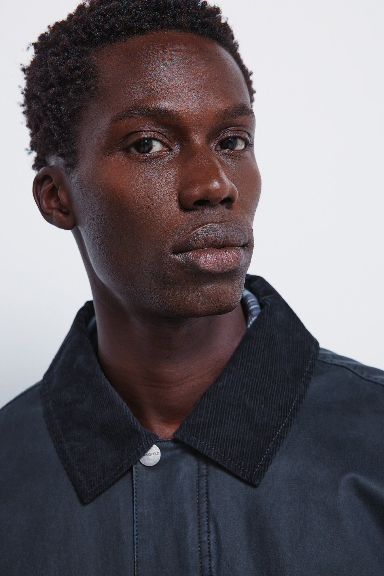 Springfield Parka short con cuello de pana azul