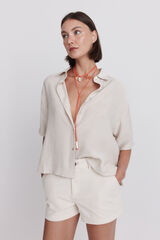 Springfield Camisa fluida de manga corta beige