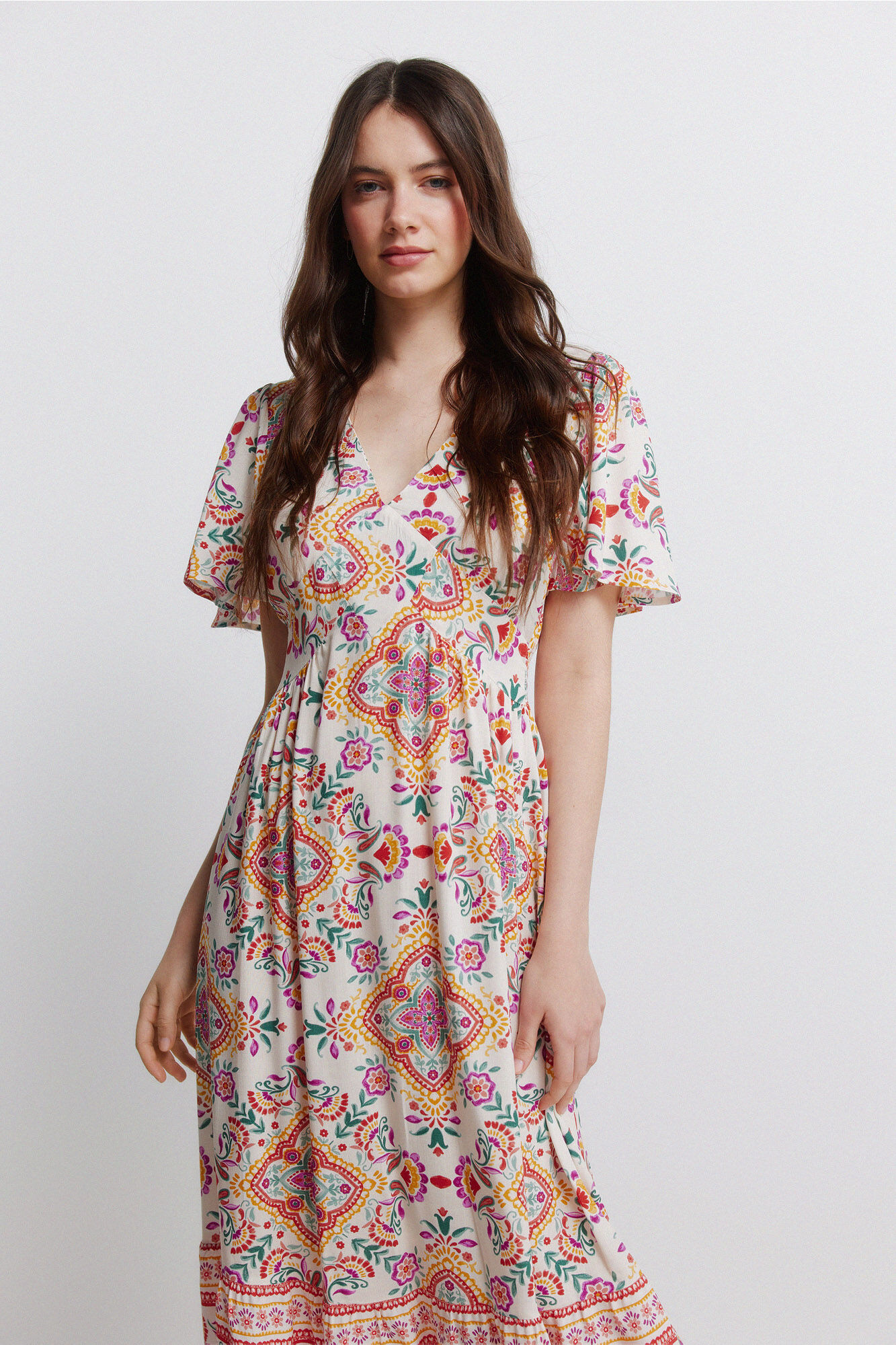 Springfield Vestido midi estampado blanco