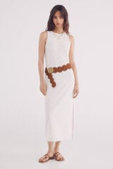 Springfield Vestido midi estructura rombos flores beige