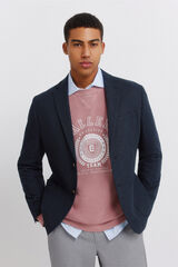 Springfield Blazer de lino y algod&oacute;n azulado