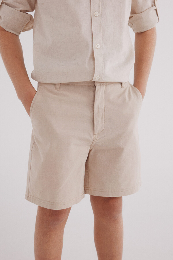 Springfield Kids Bermudas estructura cuadrille niño beige
