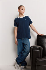 Springfield Kids Polo de ni&ntilde;o cortados y cosidos azul mezcla