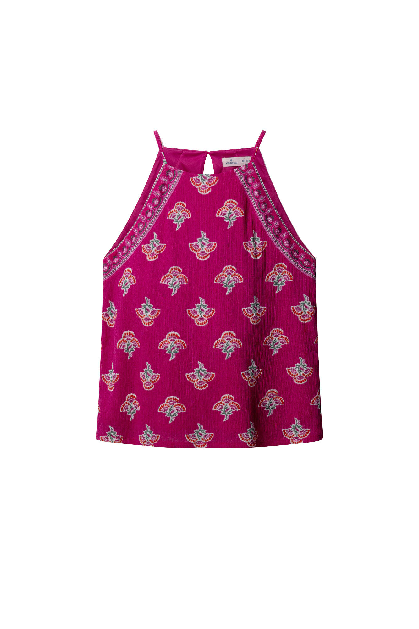 Springfield Playera cuello halter estampada fucsia