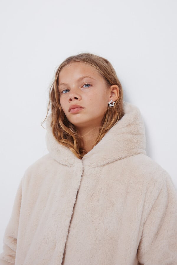 Springfield Kids chamarra de piel de niña beige