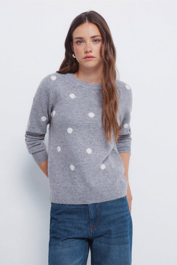 Springfield Jersey de puntos con intarsia gris