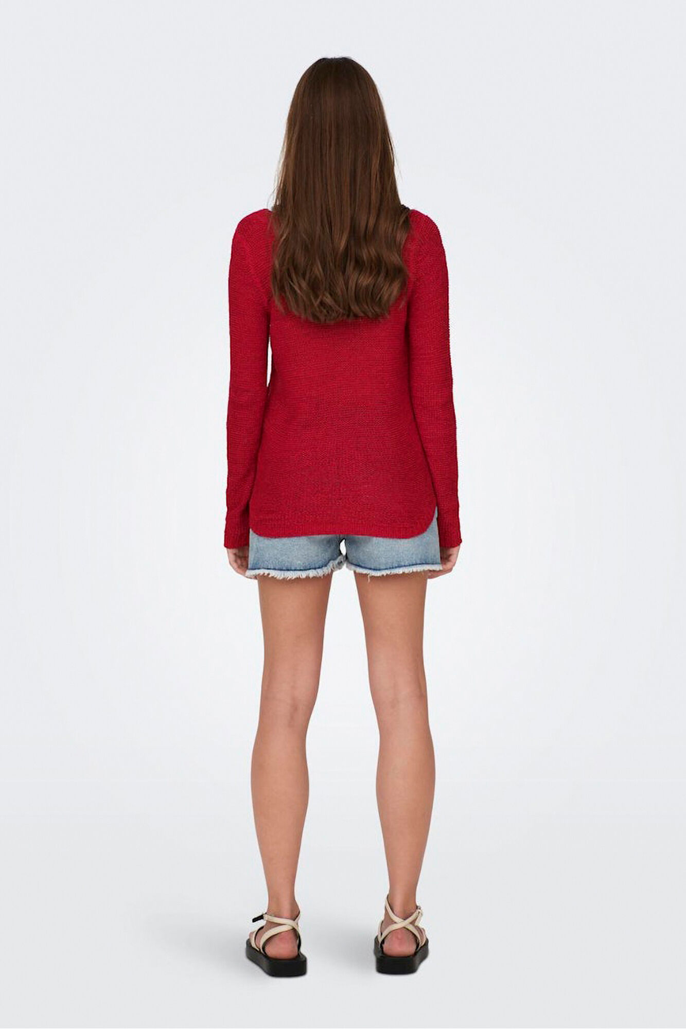 Only Su&eacute;tere cuello redondo rojo