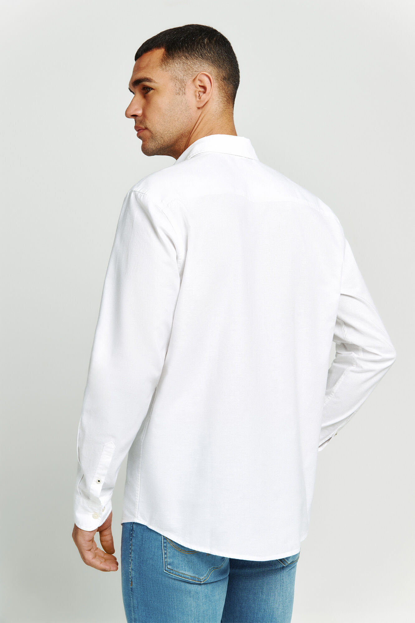 Jack & Jones Camisa oxford de algod&oacute;n natural