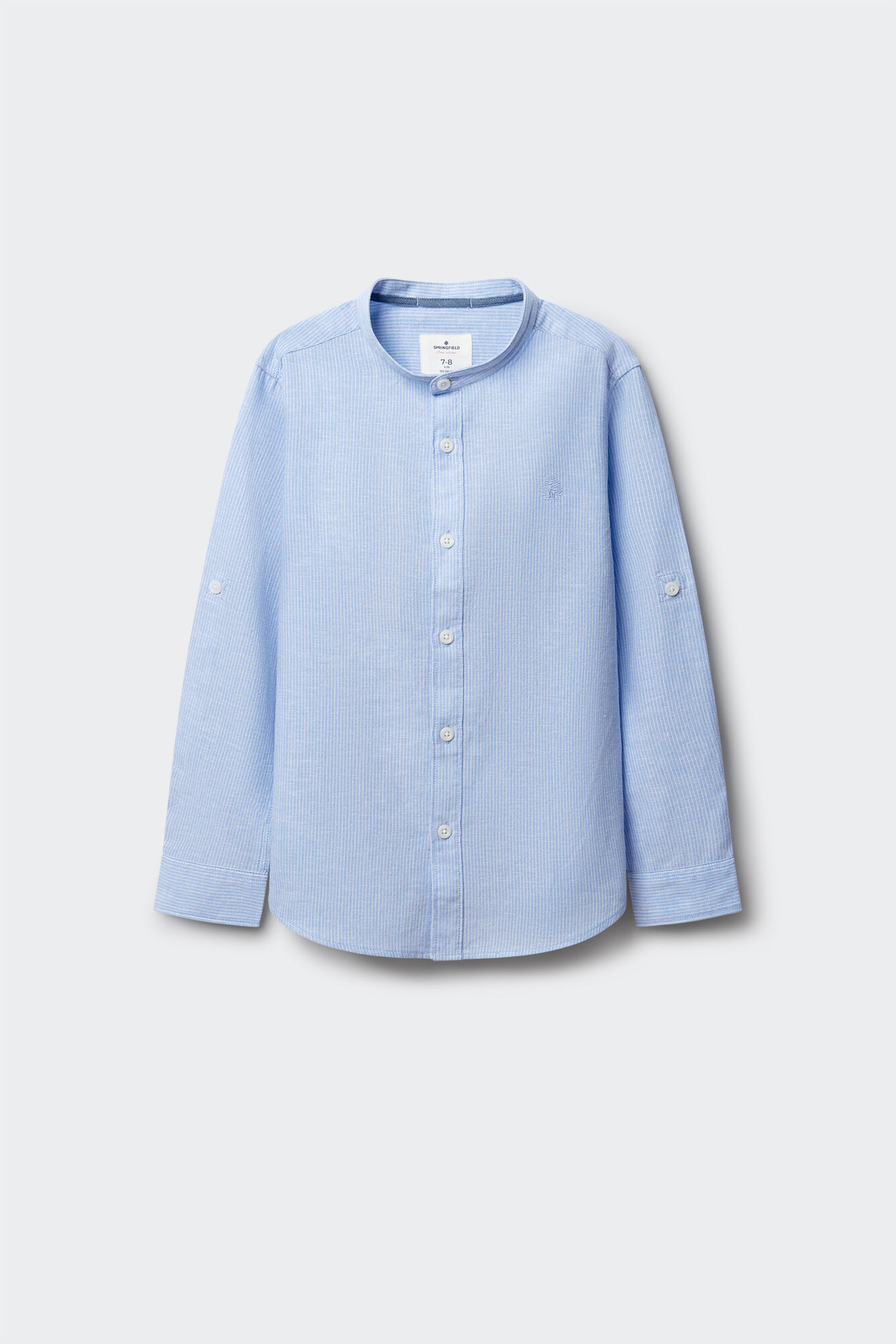 Springfield Kids Camisa cuello mao a rayas de lino para ni&ntilde;o azul