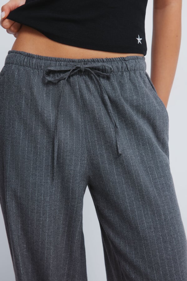 Springfield Pantalones jogger de rayas de lúrex gris