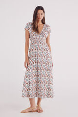 Springfield Vestido midi estampado rombos irregulares beige