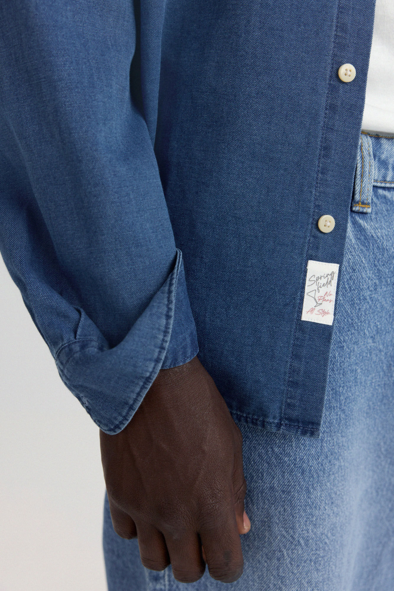 Springfield Camisa oxford de mezclilla azulado