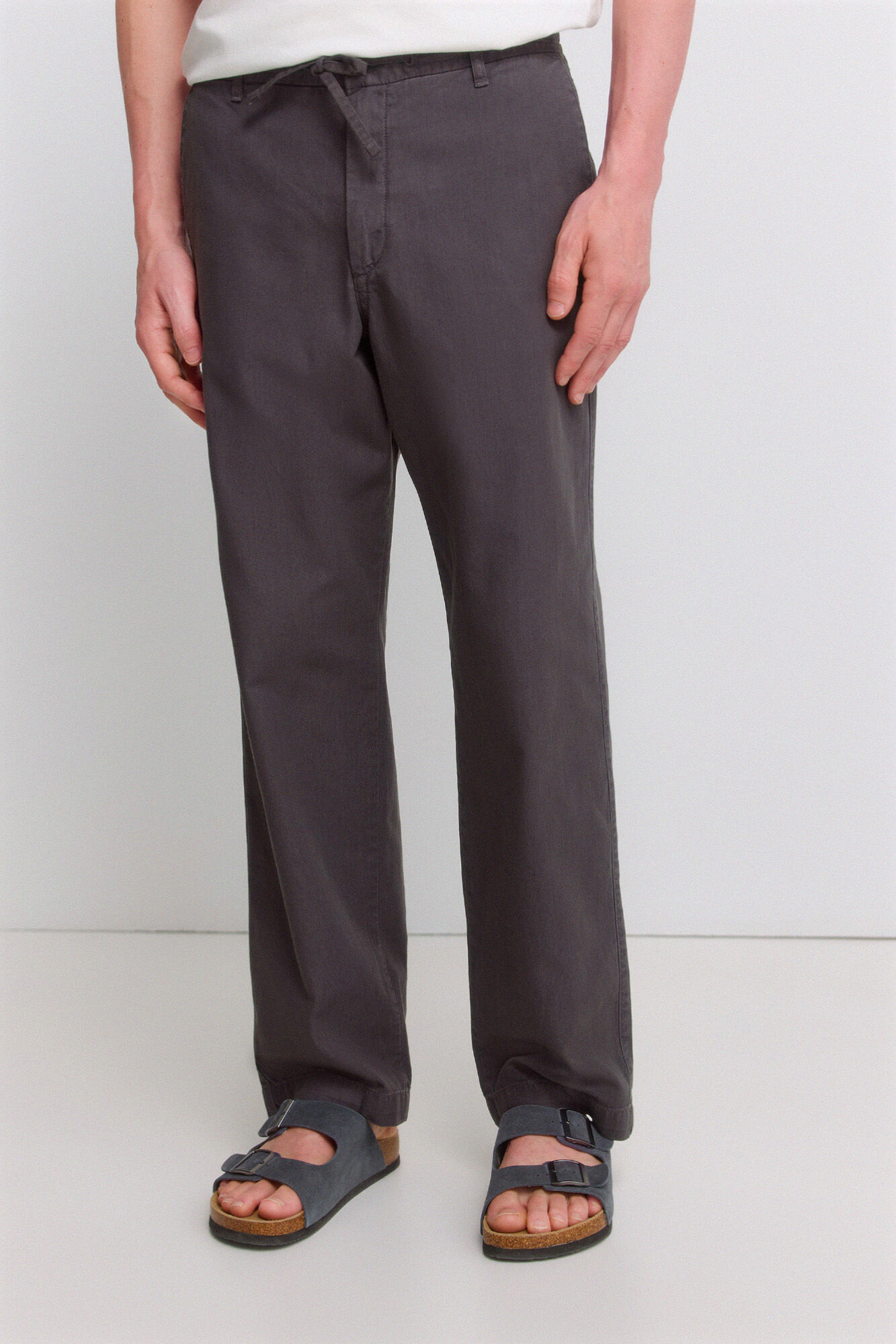 Springfield Pantal&oacute;n ligero de lino straight fit gris