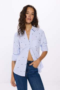 Springfield Camisa oxford escote pico azul