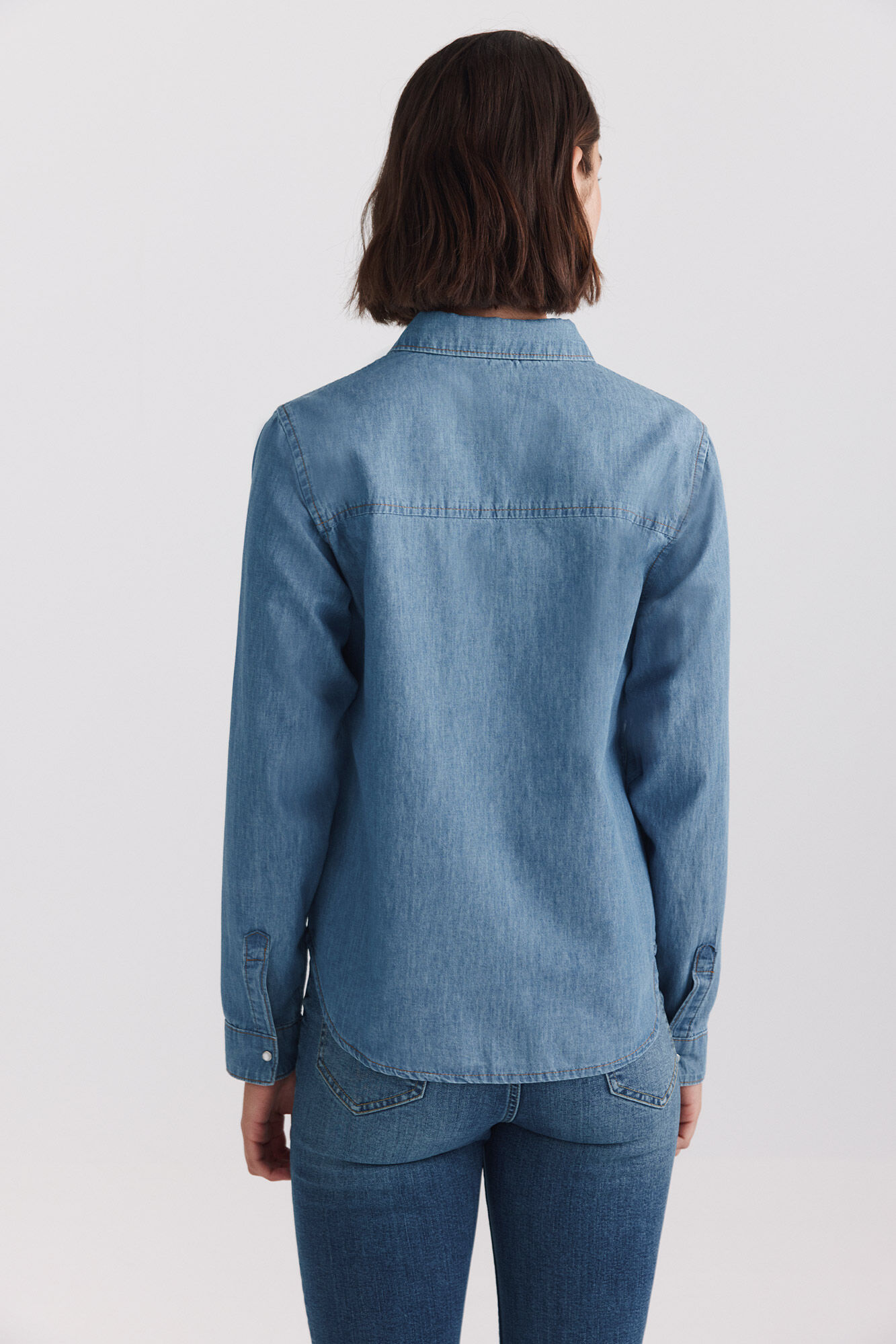Springfield Camisa b&aacute;sica de denim azul