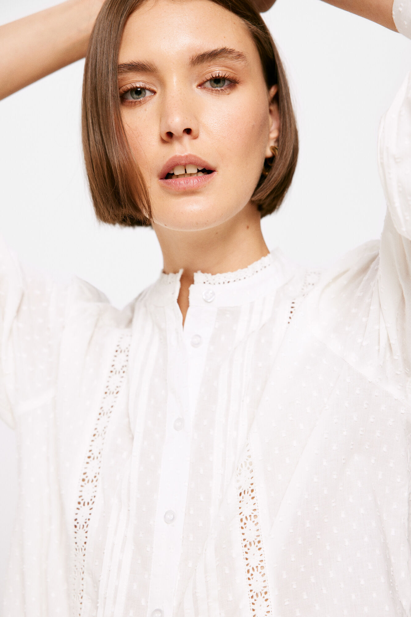 Springfield Blusa Rom&aacute;ntica Plisados beige