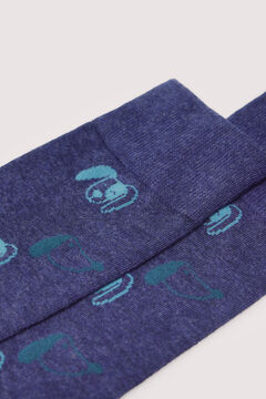 Springfield Calcetín jacquard caras perros azulado