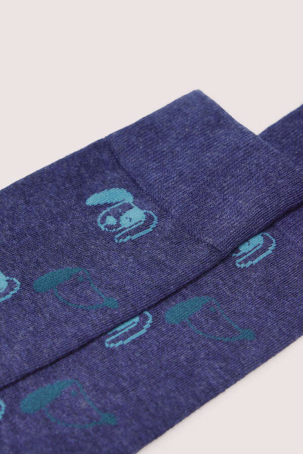 Springfield Calcetín jacquard caras perros azulado