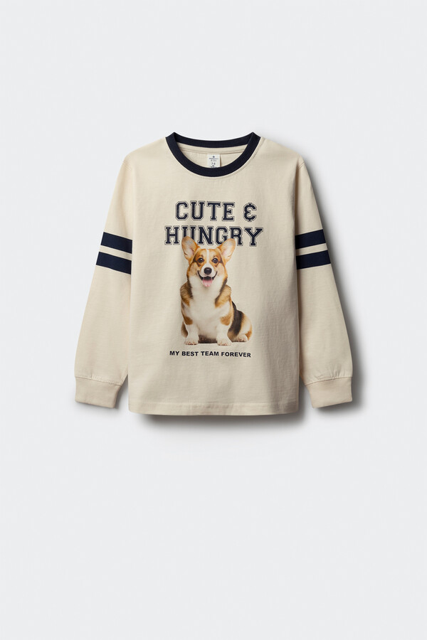 Springfield Kids Playera de manga larga de perro universitario para niña blanco