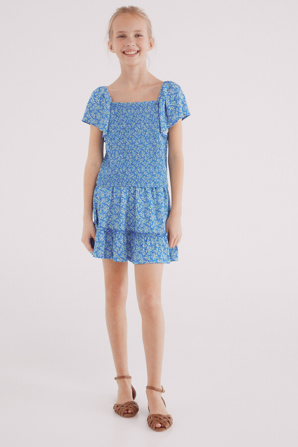 Springfield Kids Top volantes estampado niña  azul indigo
