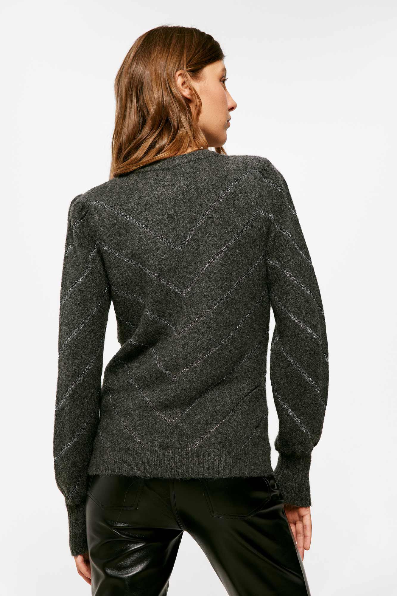 Springfield Su&eacute;ter Chevron Lurex gris