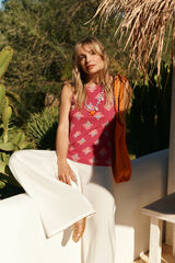 Springfield Playera cuello halter estampada fucsia
