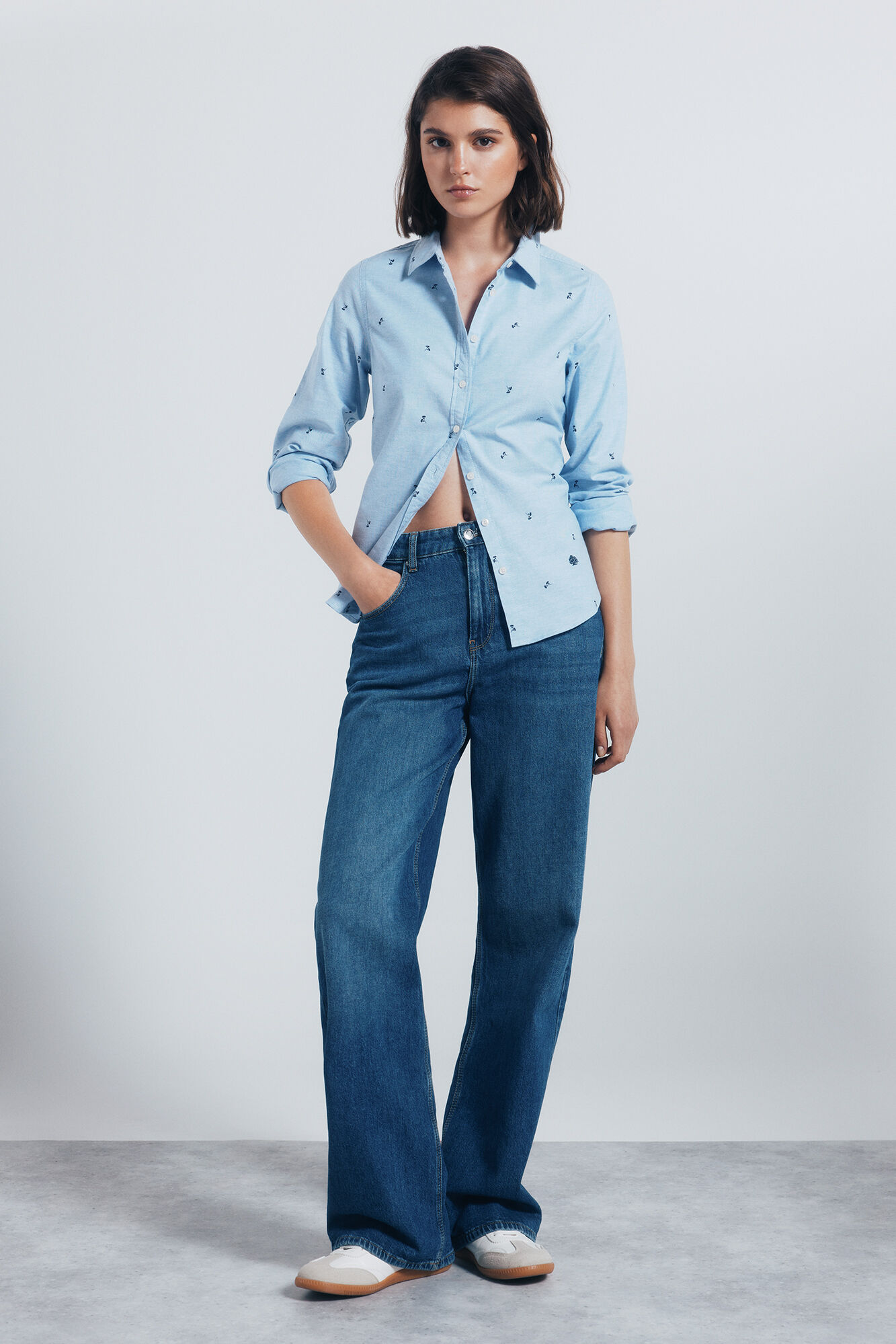 Springfield Camisa oxford algod&oacute;n azul