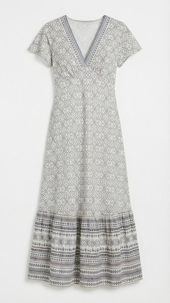 Springfield Vestido estampado cenefa escote marfil