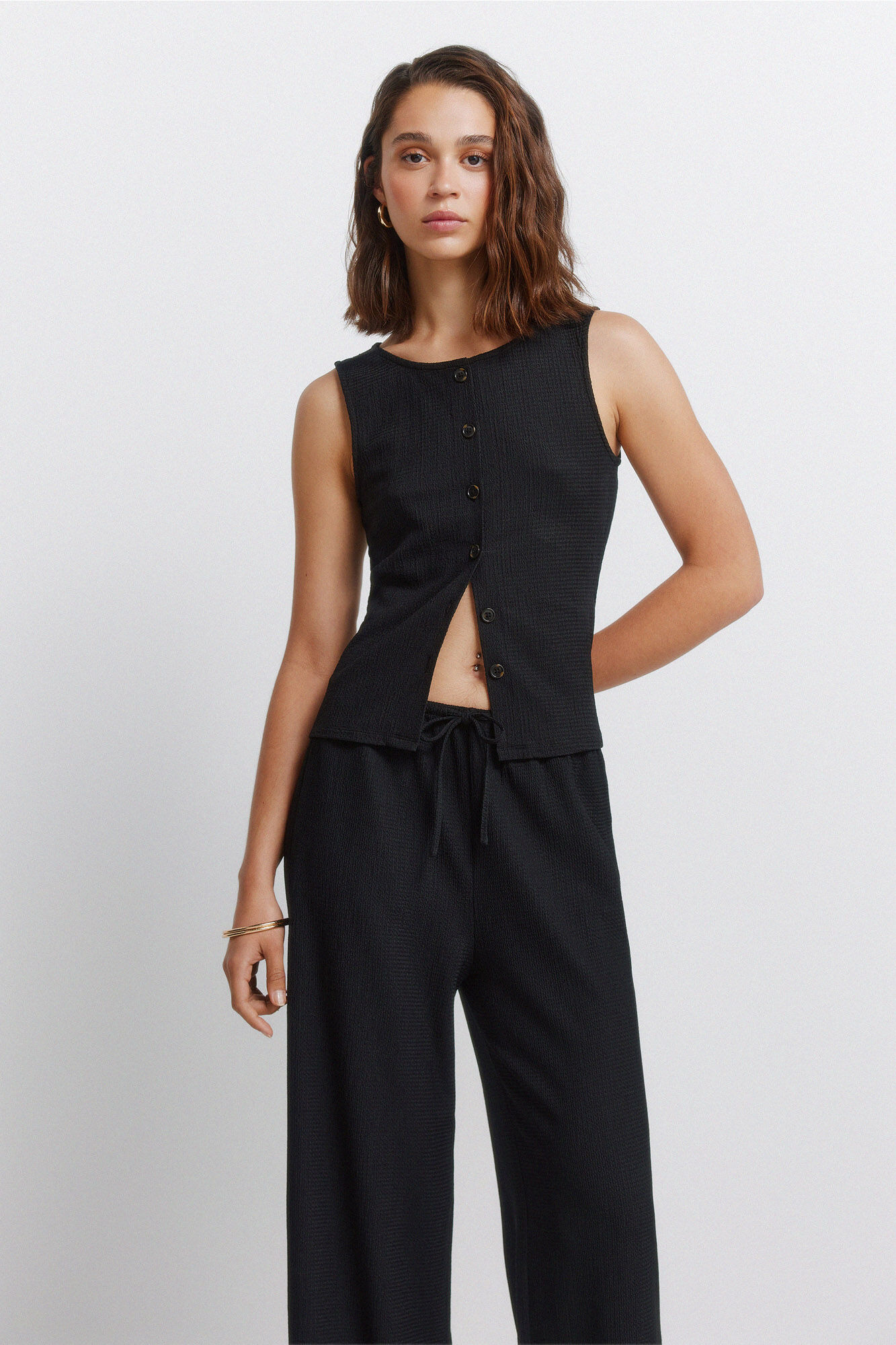 Springfield Pantal&oacute;n largo holgado de estructura negro