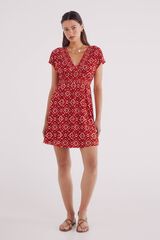 Springfield Vestido corto estampado geométrico rojo