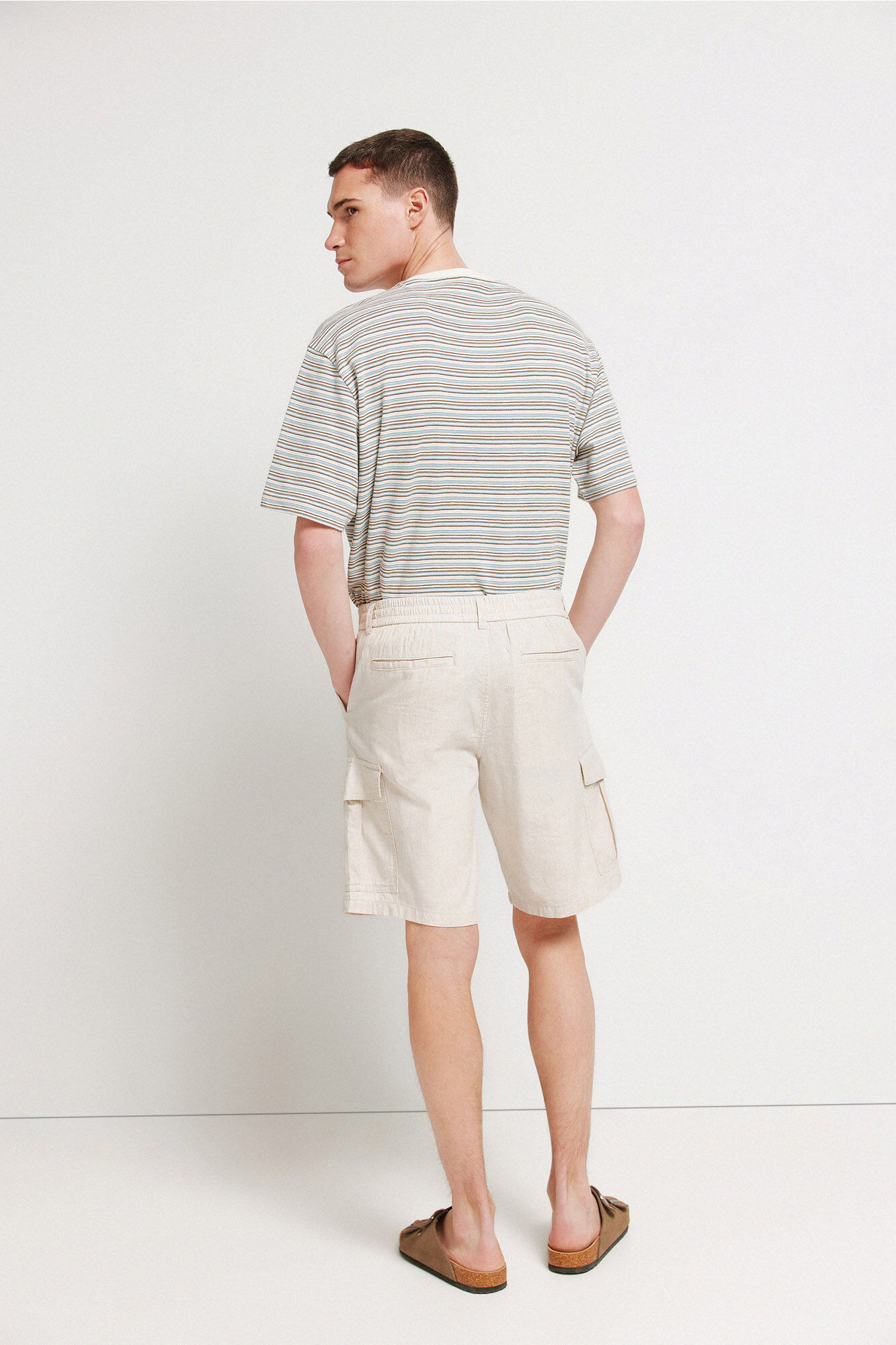 Springfield Bermudas comfort fit de lino beige